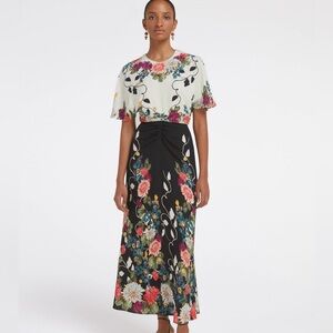 Saloni Marta Dress in Jardine Noir